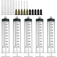 5x 100ml jeringas con 14 gx1.0 Blunt Tip Rellene Agujas y tapas de almacenamiento (Luer Lock)